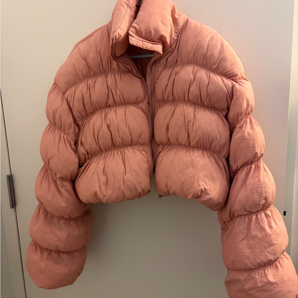 PrettyLittleThing Coral Puffer Jacket